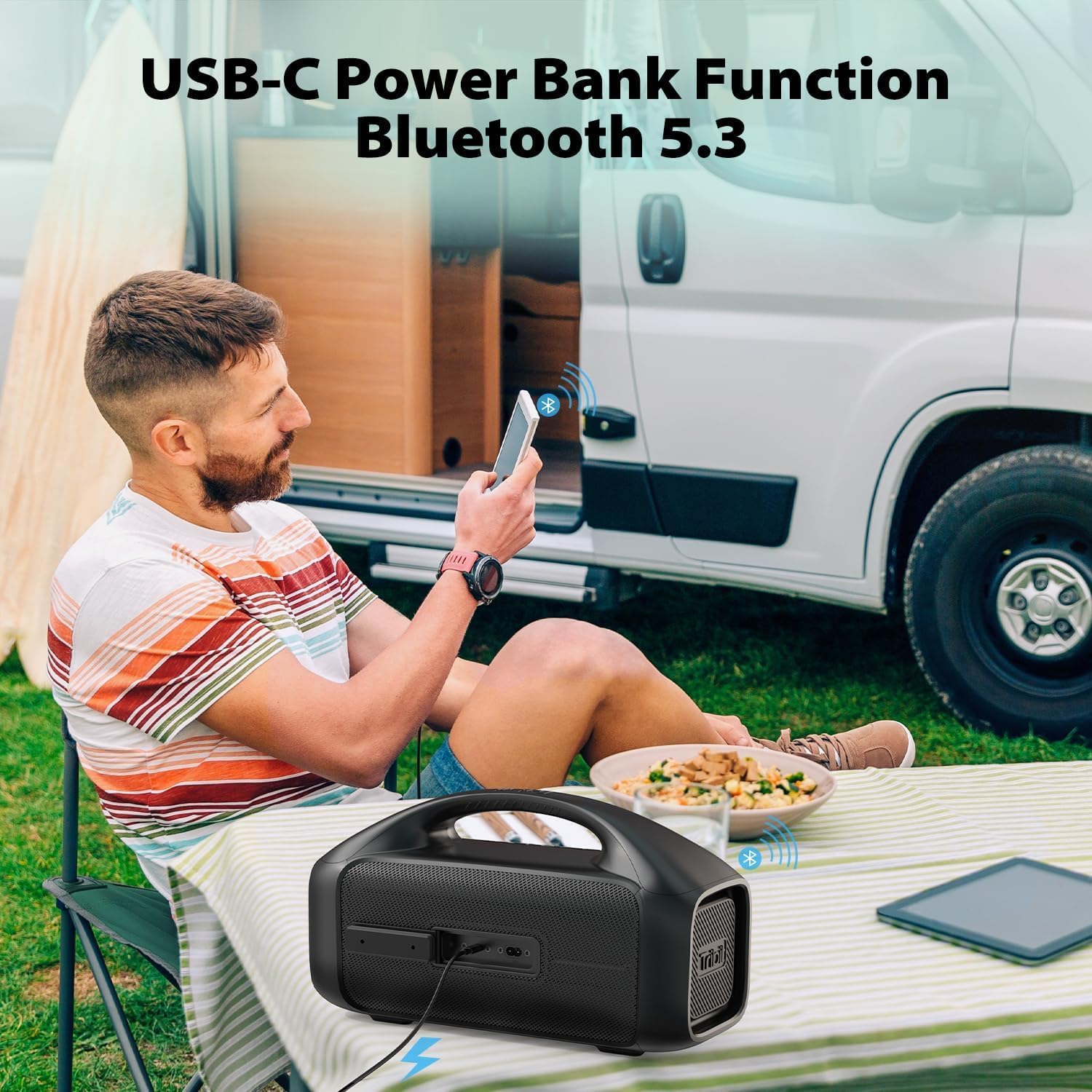 Tribit StormBox Blast 90W Bluetooth Speaker, XBass, LED, IPX7, 30H Playtime